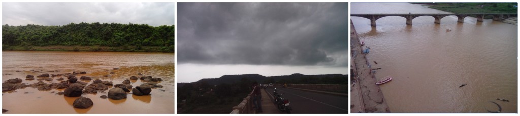 Mystical look of Kalighat soon after rains (pic 1). Taken from the new Tilwara bridge with a back drop of Satpura range roofed up by black clouds (pic 2). As seen from top of Tilwara down below the Ghat (pic 3).